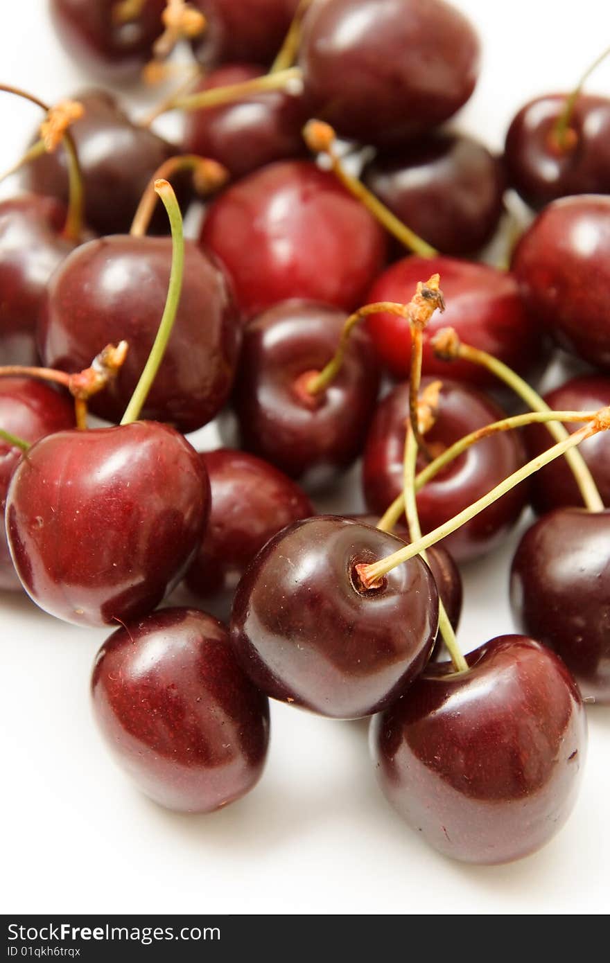 Close up view of the cherry on white