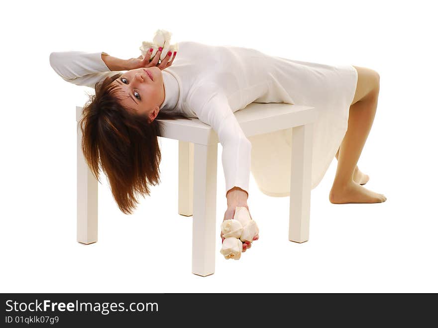 Woman laying on table