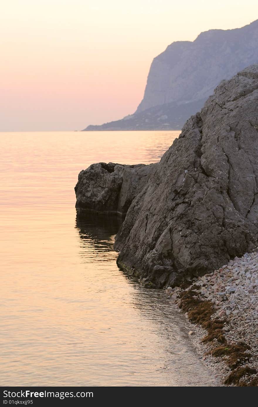 View of the quiet sea after a sunset. View of the quiet sea after a sunset