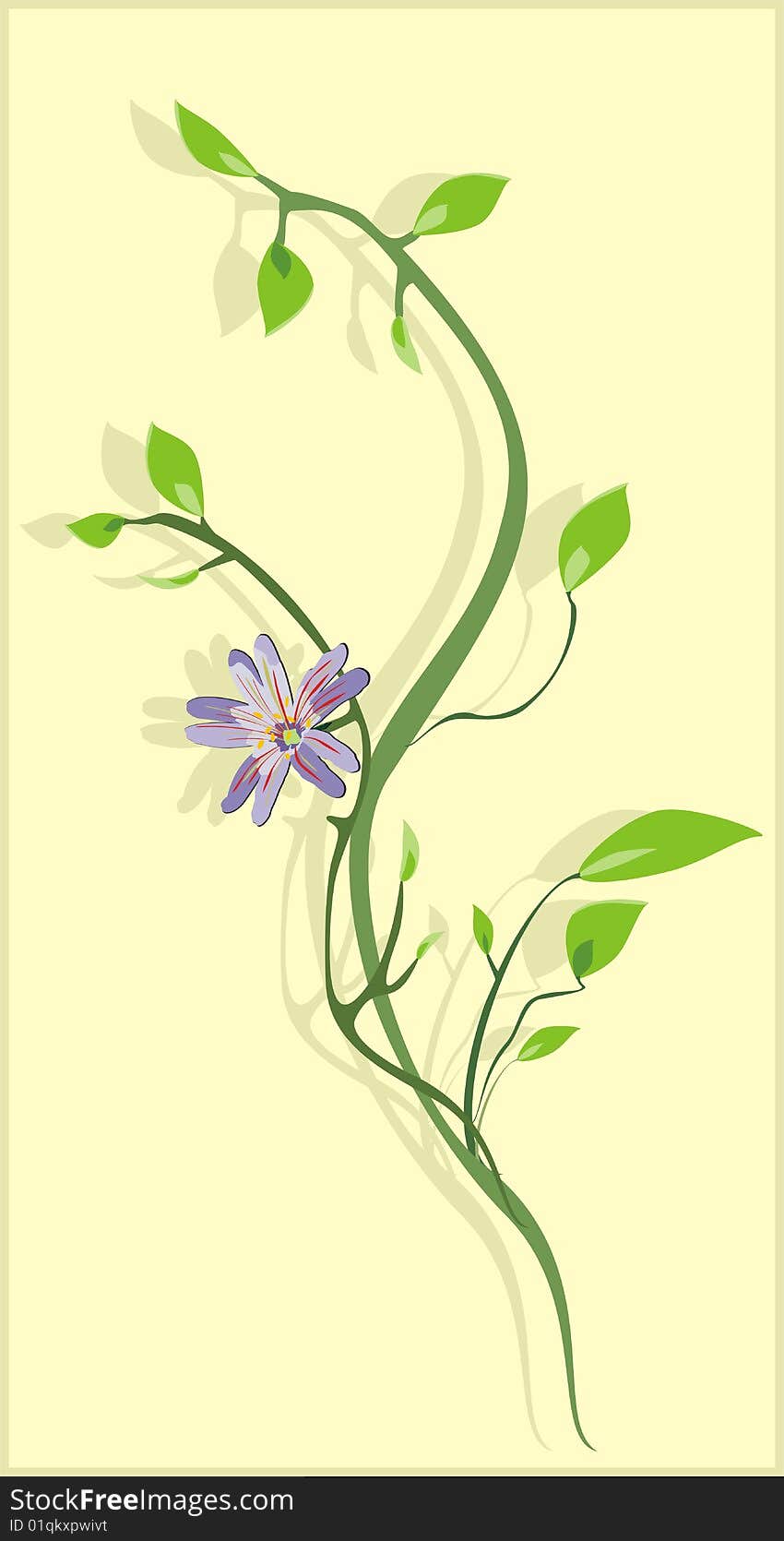 Flowering sprig. Background for card. Vector illustration