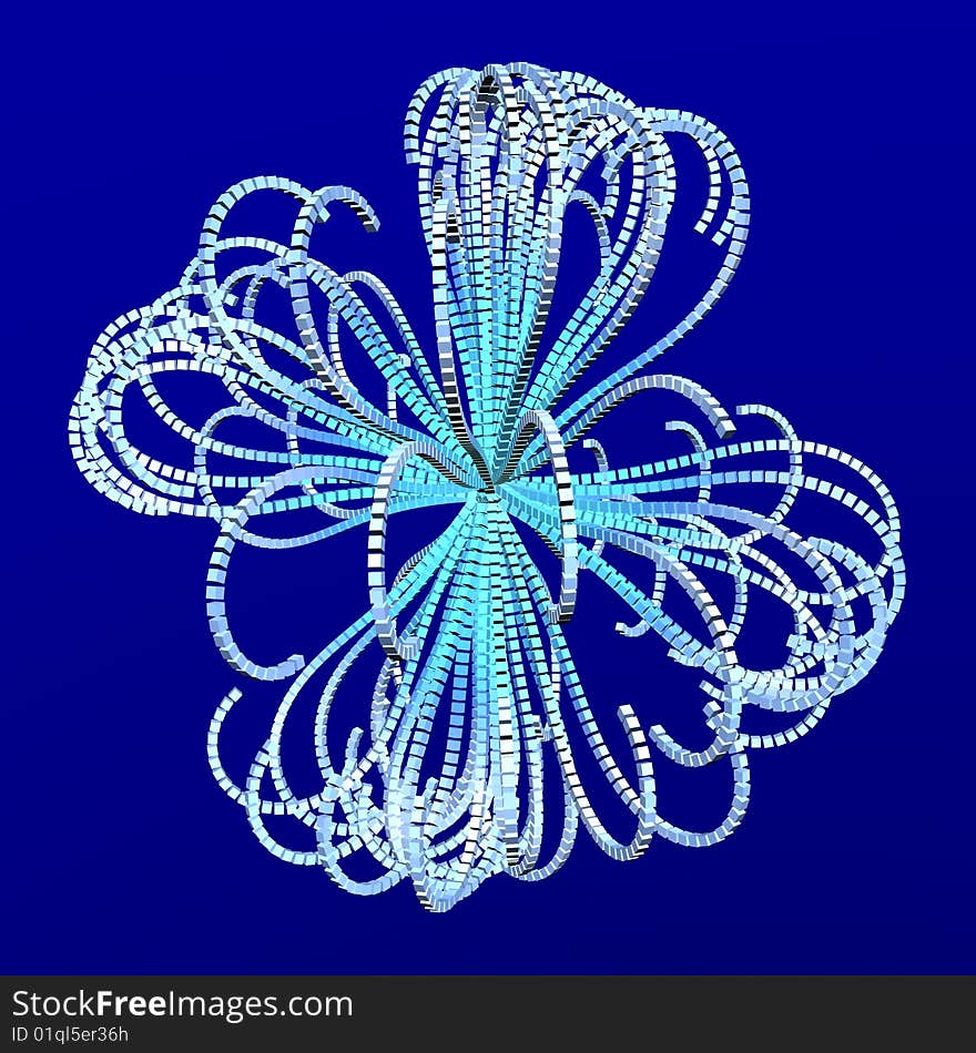 Knot. Abstract 3D illustration on blue background.