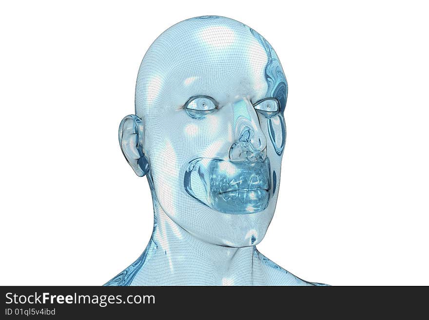 3D redering of a face of a men (wireframe). 3D redering of a face of a men (wireframe).