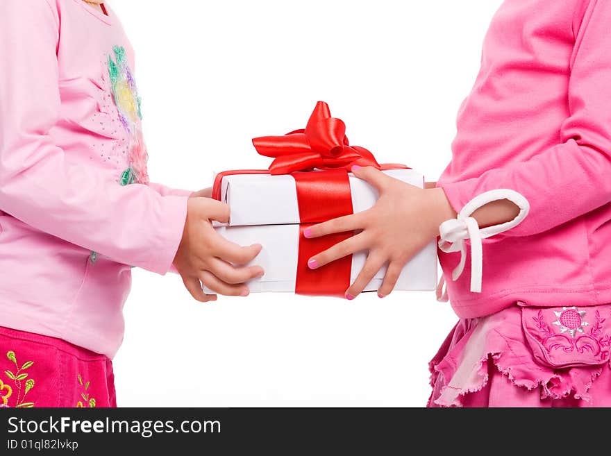 Little Girls Holding Gift Boxes