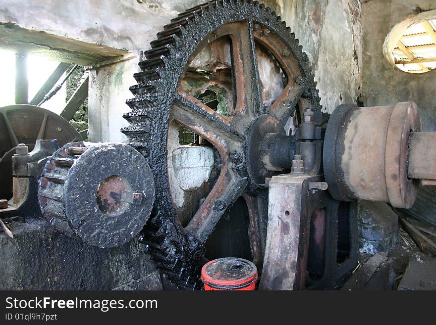 An old cog wheel in a factory