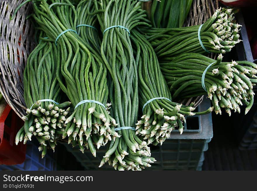 Green beans on a market