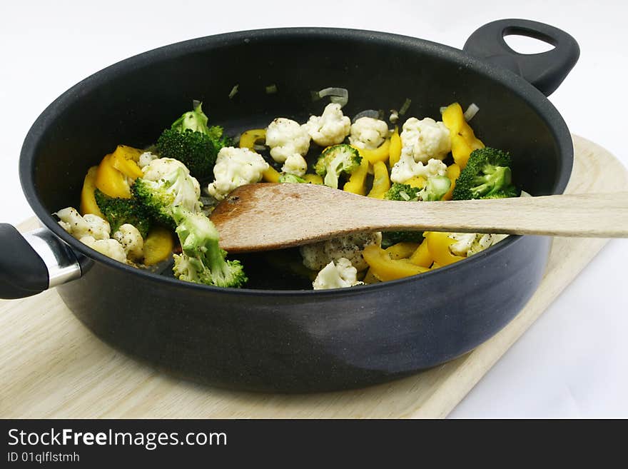 A pan with fresh vegetables