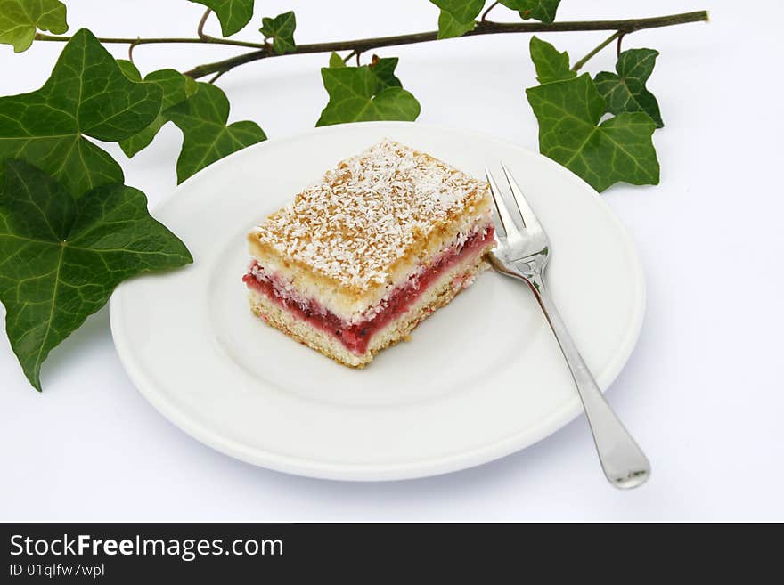 Fruit cake  from redcurrants on a dish