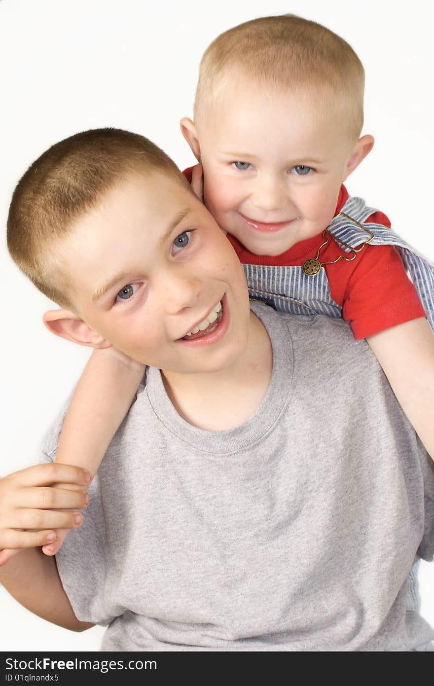 Portrait of Two Cute Blue-Eyed Blonde Haired Boys. Portrait of Two Cute Blue-Eyed Blonde Haired Boys