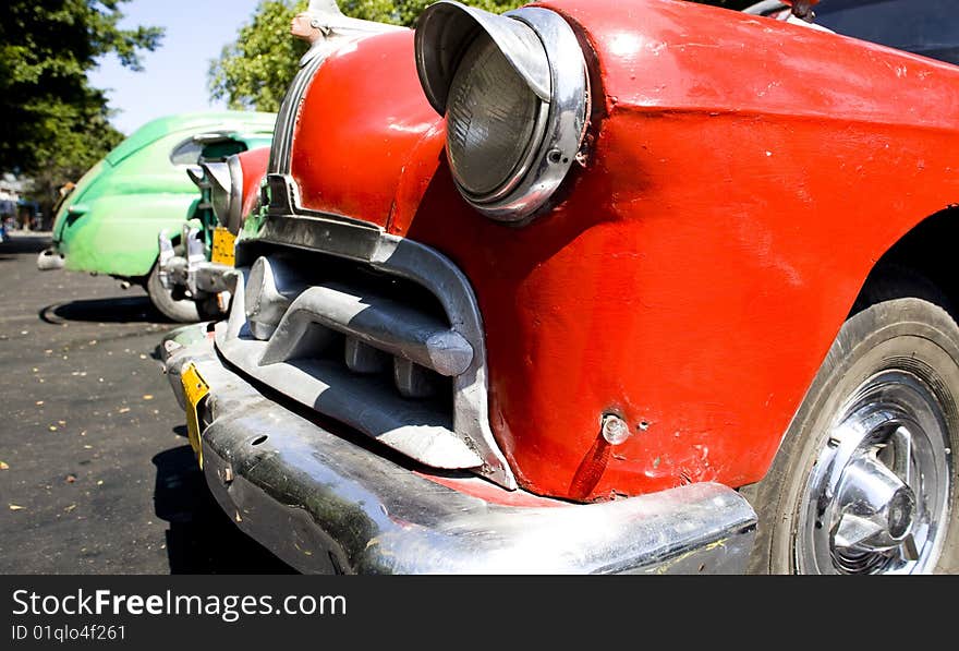 Old style red car