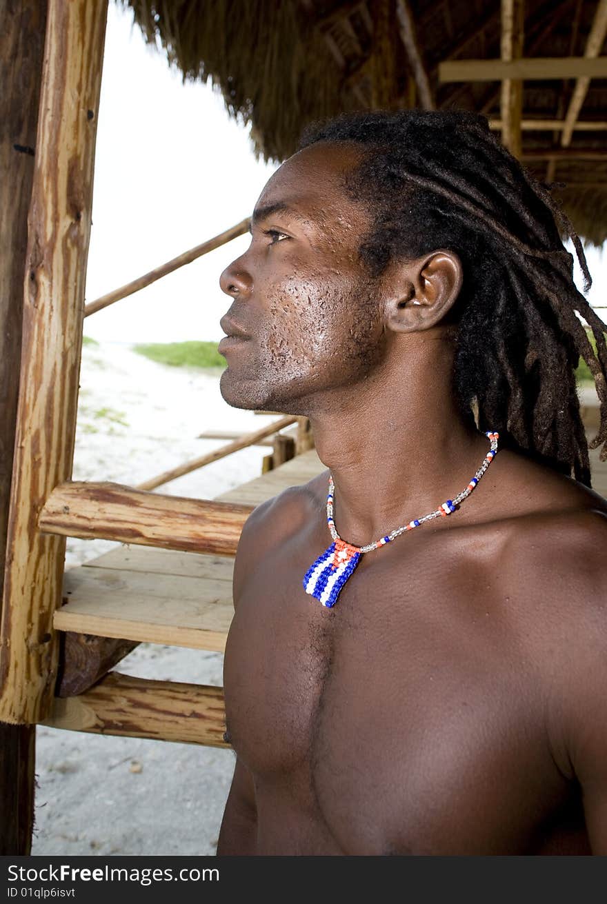 Man Watching Away In Cuba