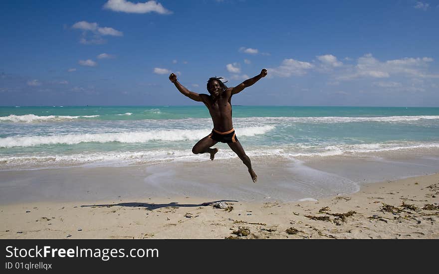 Jumping man in cuba