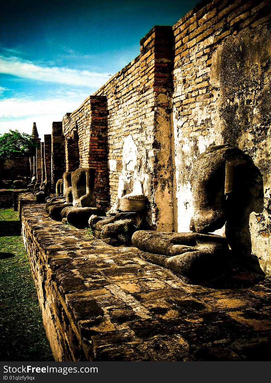 Destroyed Buddhas at an Ancient Temple in Thailand. Destroyed Buddhas at an Ancient Temple in Thailand