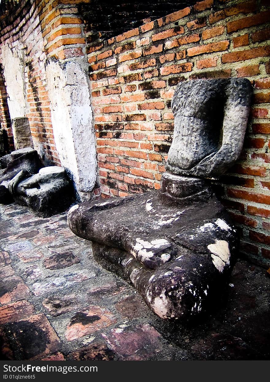 Destroyed Buddha Statues at an Old Temple in Thailand. Destroyed Buddha Statues at an Old Temple in Thailand