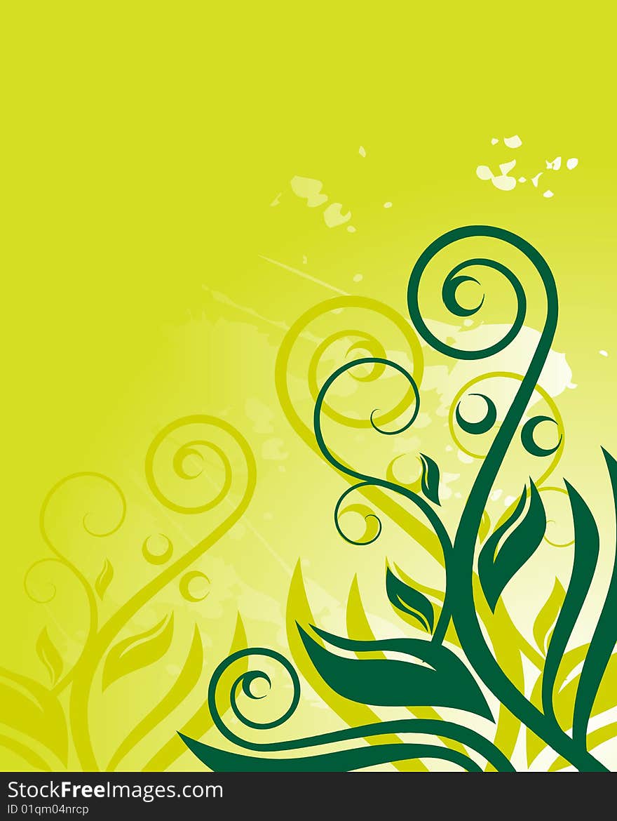 Green floral background with place for your text