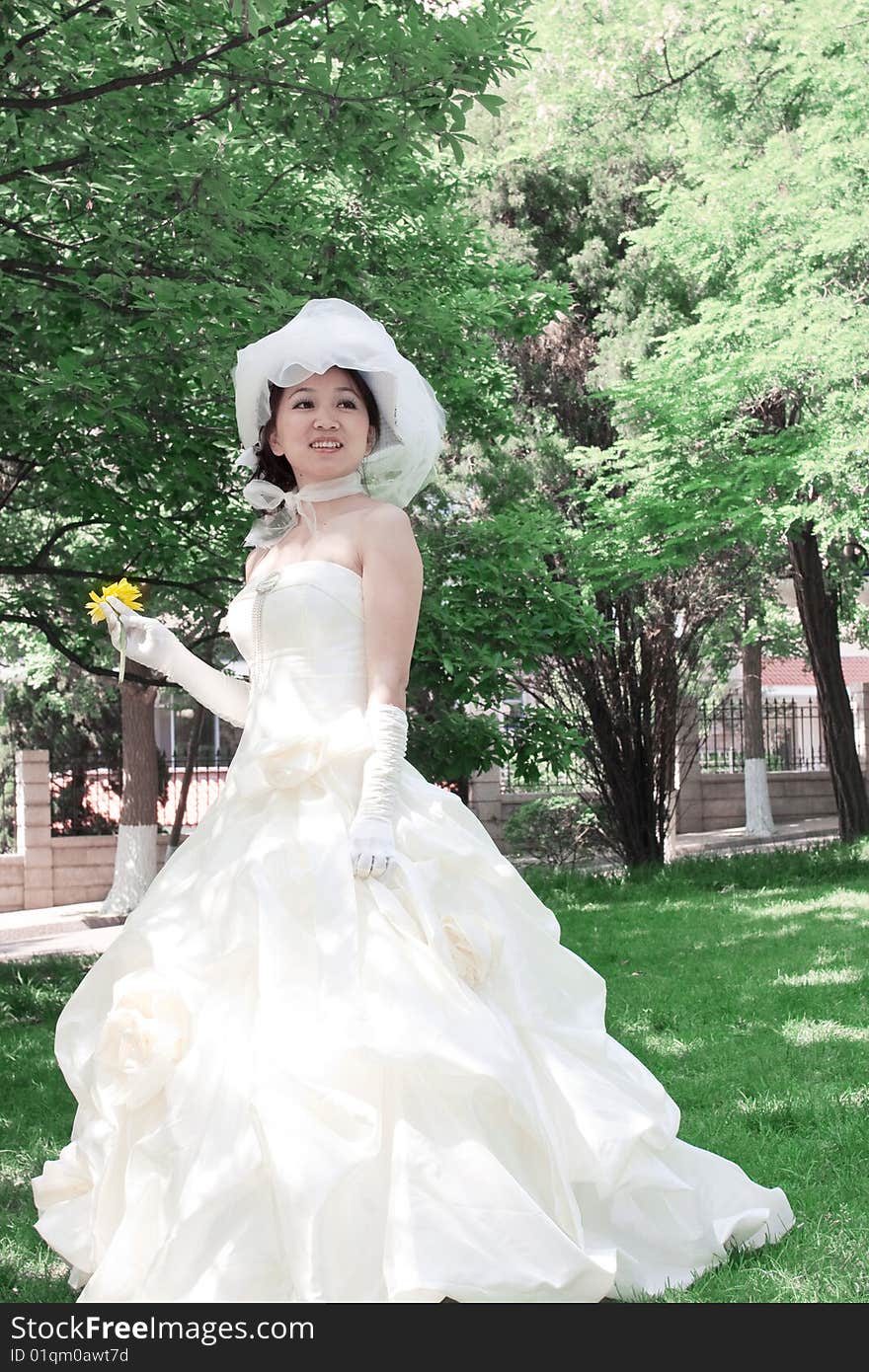 Pretty girl with wedding gown. Pretty girl with wedding gown