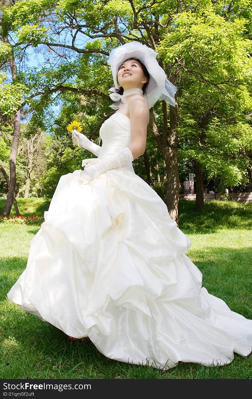 Beautiful girl with bridal gown