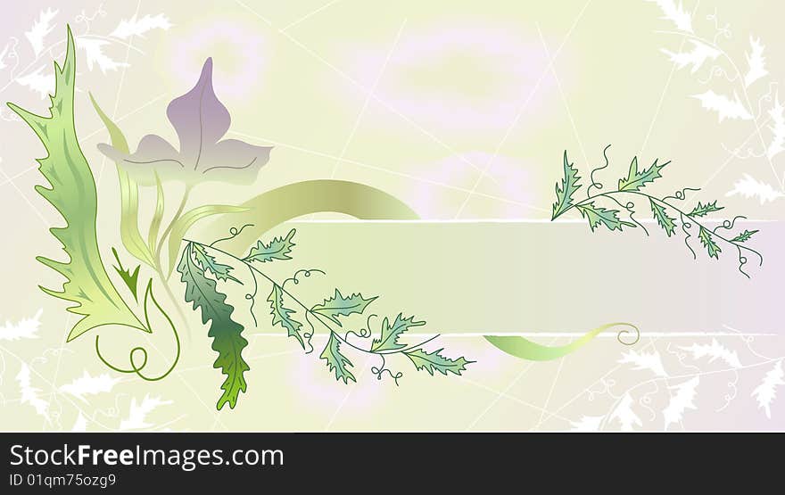 Horizontal frame with flower and leafs