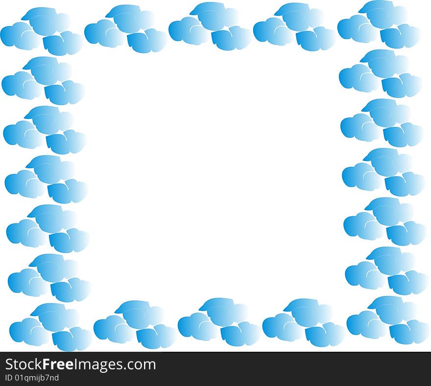 Hand-painted Border Of Blue Clouds