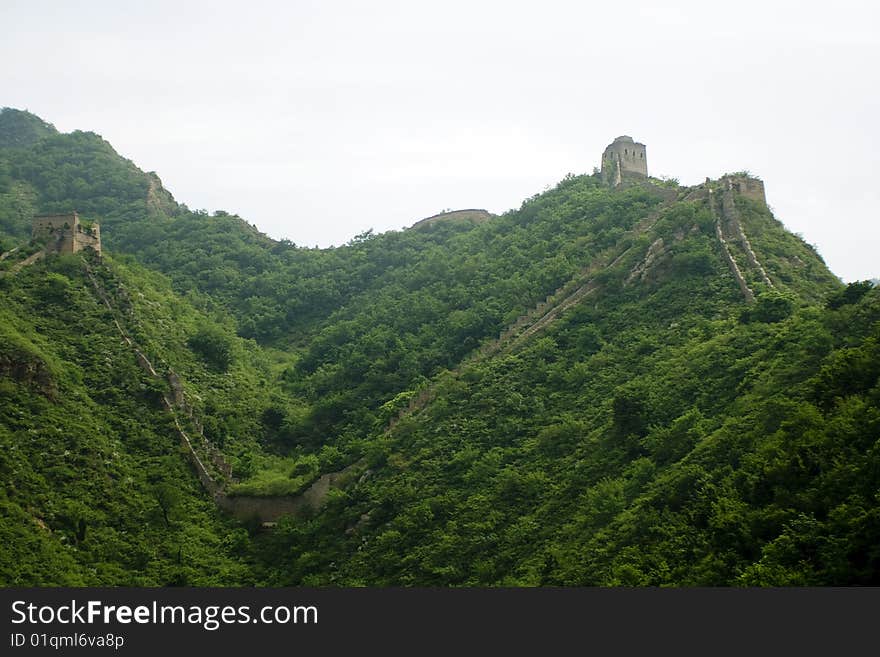 Unrestored section of the great wall in hebei province. Unrestored section of the great wall in hebei province