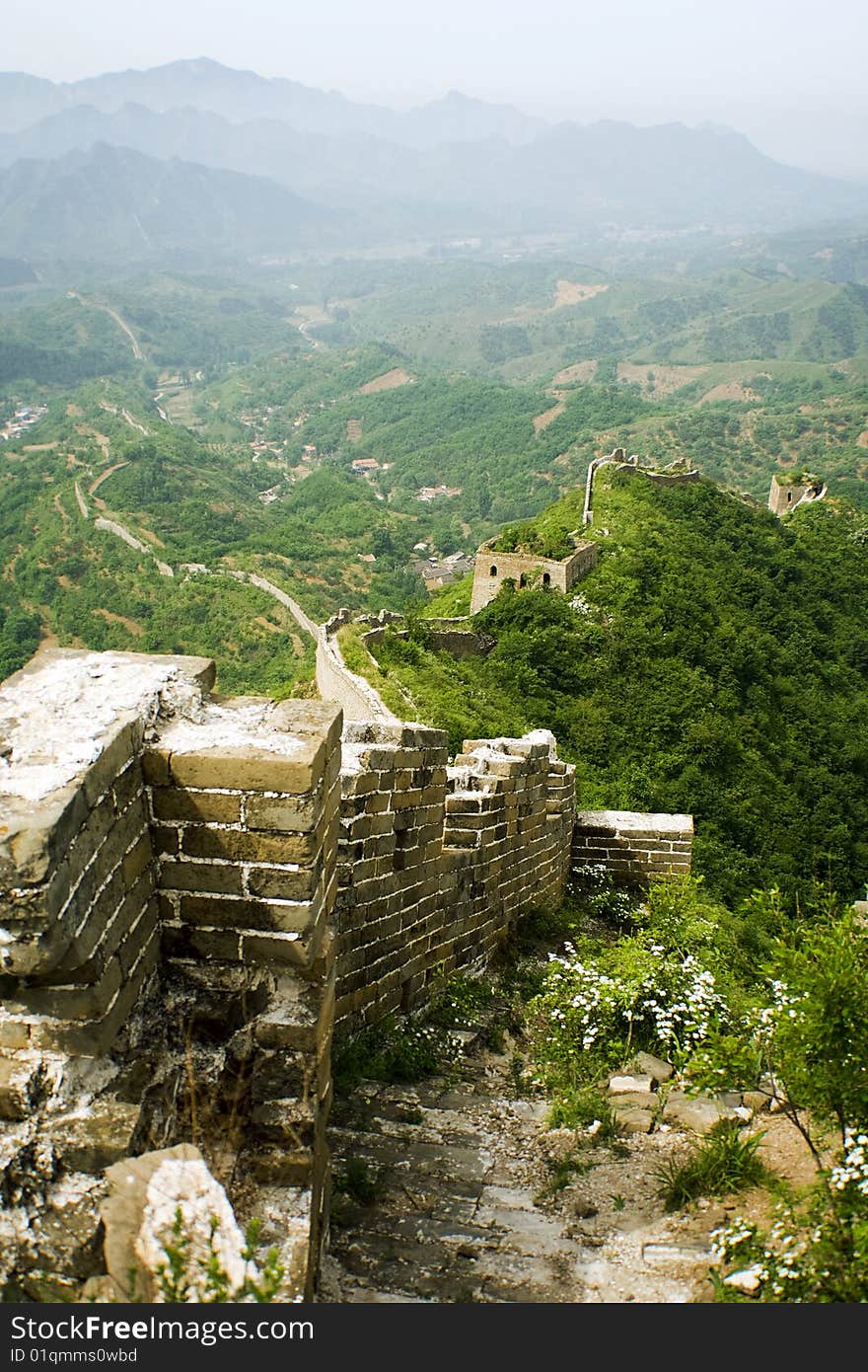 Unrestored section of the great wall in hebei province. Unrestored section of the great wall in hebei province