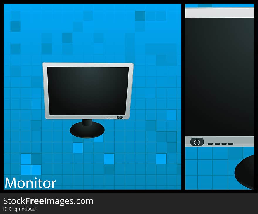 Flat monitor on isolated white background