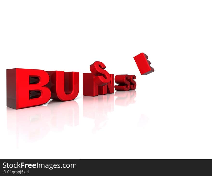 Jumping business text on isolated background. Jumping business text on isolated background