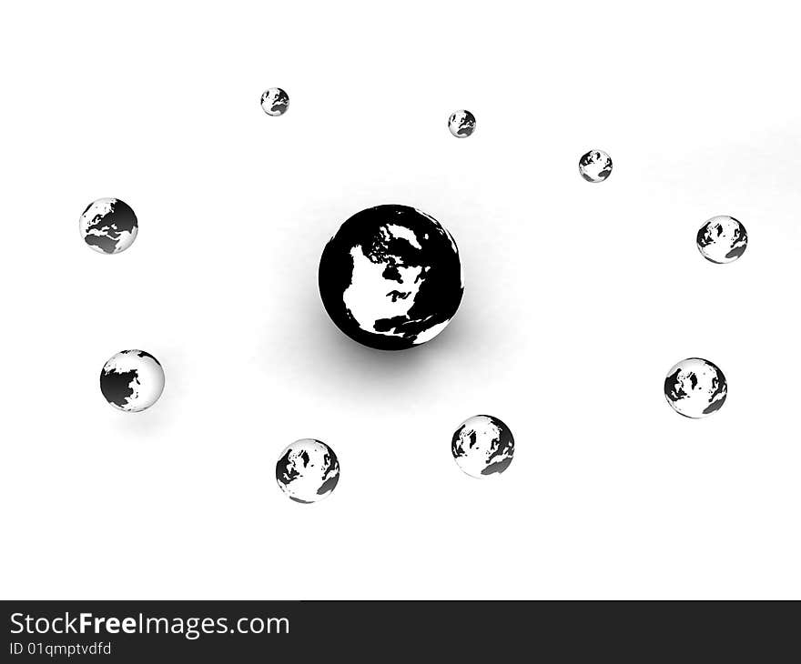 Global networking three dimensional against white background