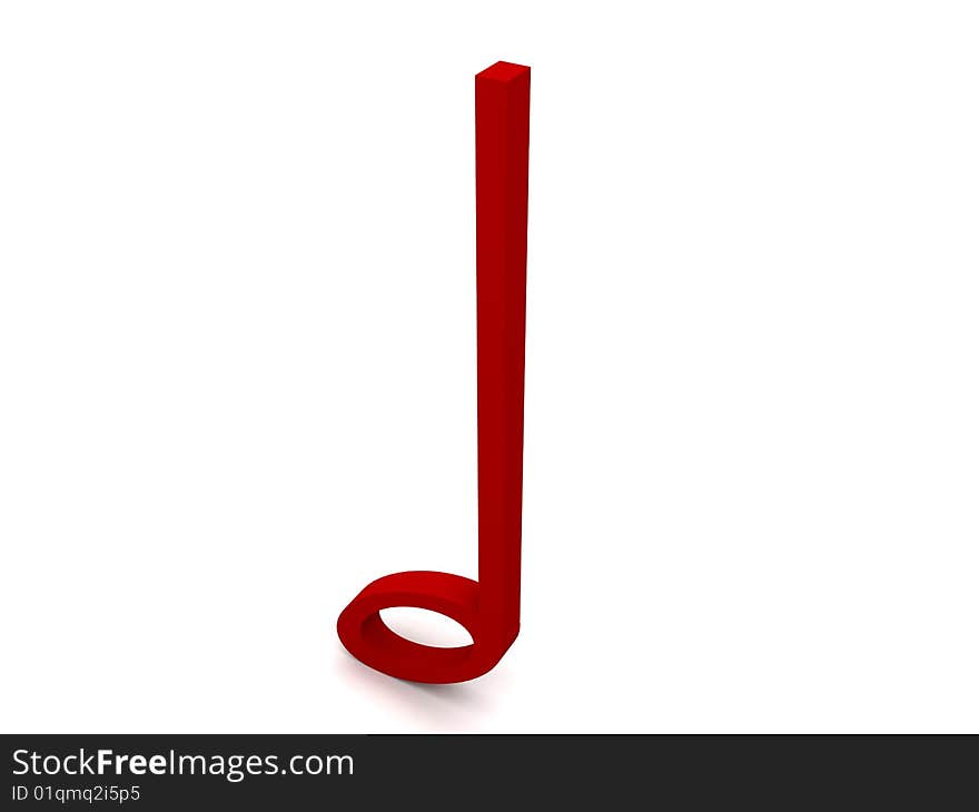 Three dimensional music note in red color