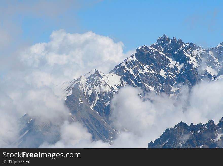 Snow top on Caucasus mountain