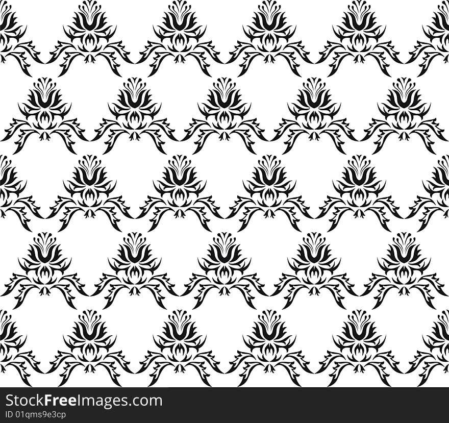 Damask (Victorian) seamless pattern - vector illustration