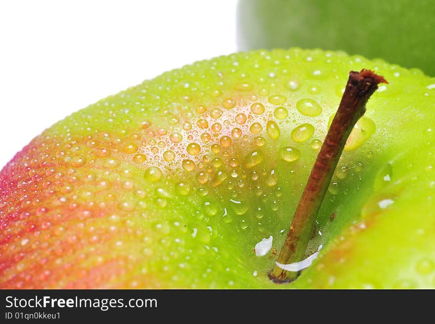 Close-up of green delicious apples with drops. Close-up of green delicious apples with drops