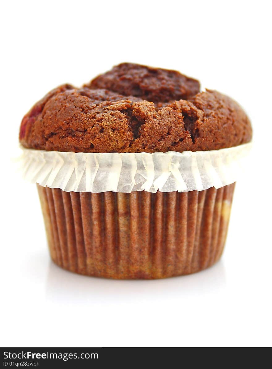 Fresh muffin isolated on white