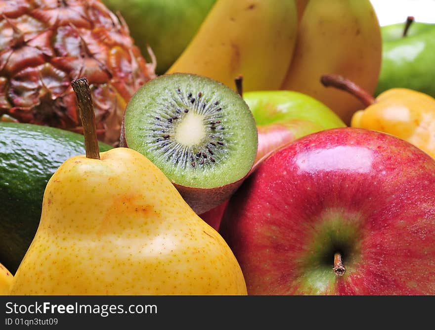 Variety of fresh colorful fruits