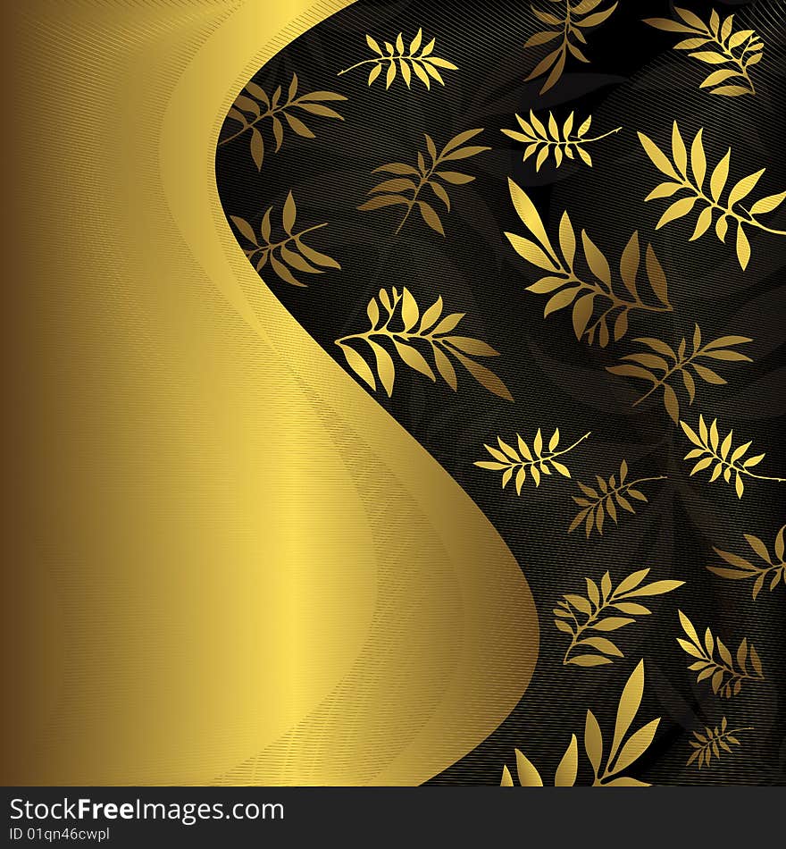 Abstract floral black and golden frame (vector). Abstract floral black and golden frame (vector)