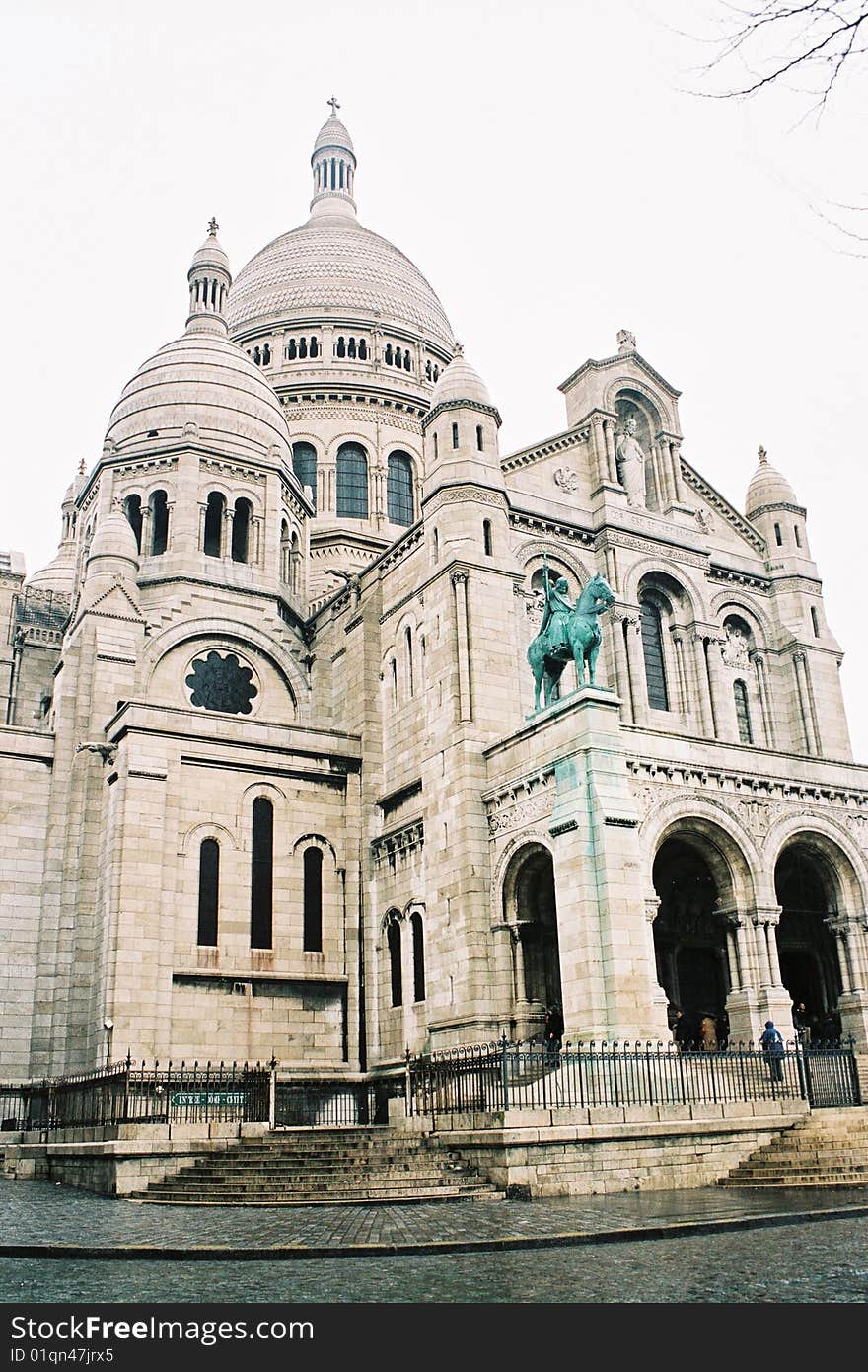 A front view of a Sacre-Coeur cathedral in Paris. A front view of a Sacre-Coeur cathedral in Paris.