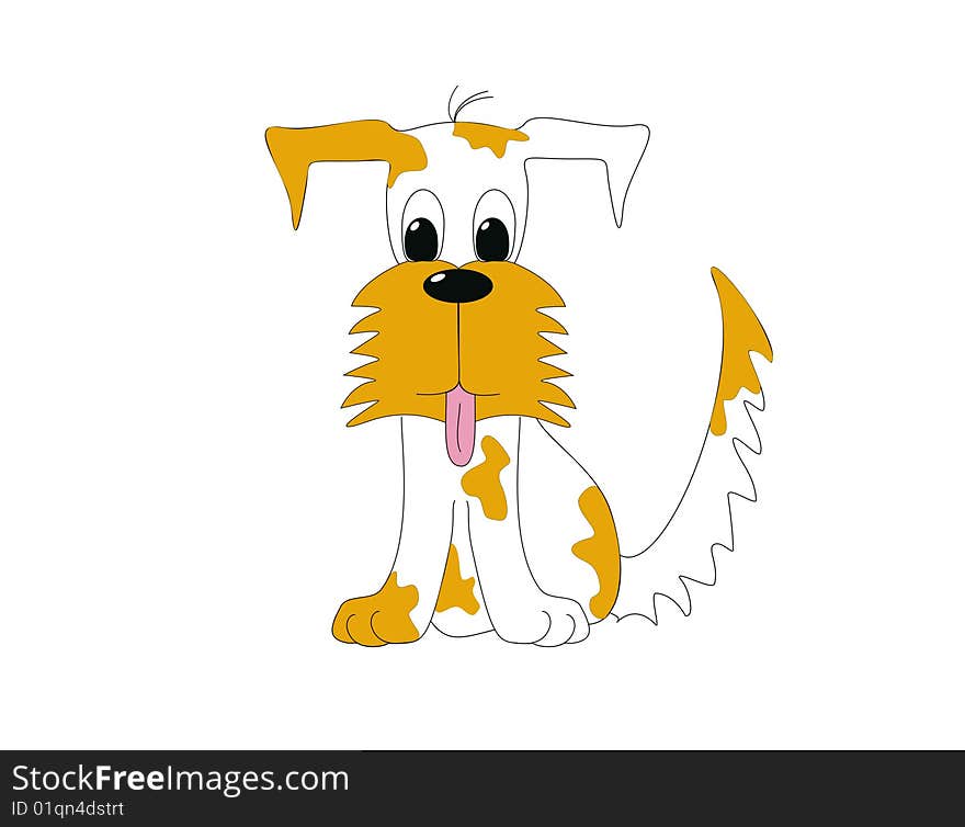 Illustration of mix brown and white dog