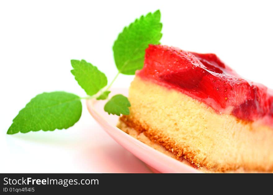 Strawberry pie isolated on white