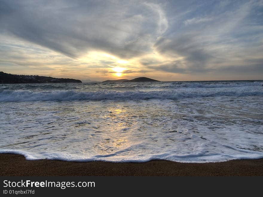 Sunset at the bodrum harbour