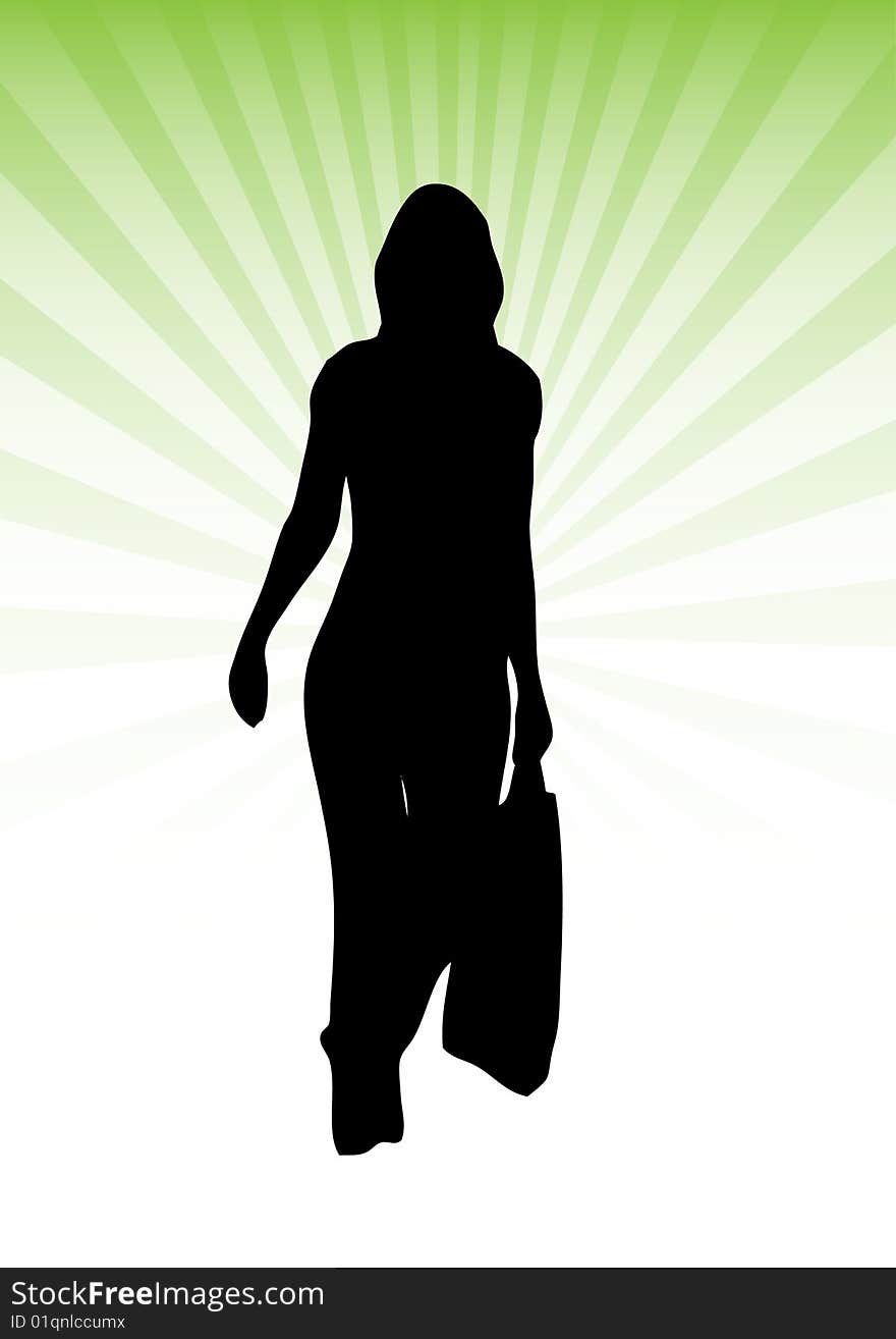 Girl in shopping vector illustration