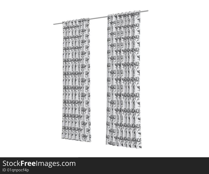 Rendered 3d isolated curtains on white background