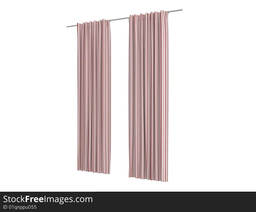 Rendered 3d isolated curtains on white background