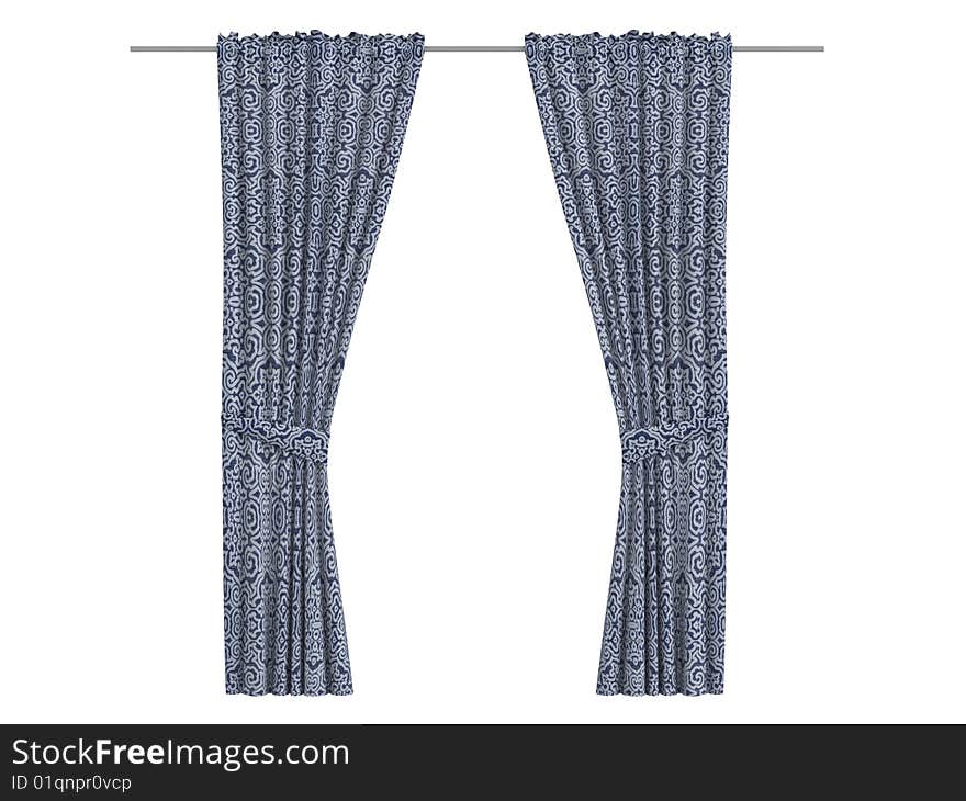 Rendered 3d isolated curtains on white background