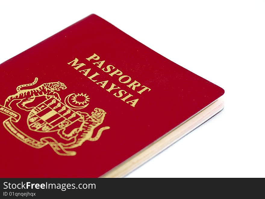 Malaysia International Travel Passport on white background. Malaysia International Travel Passport on white background