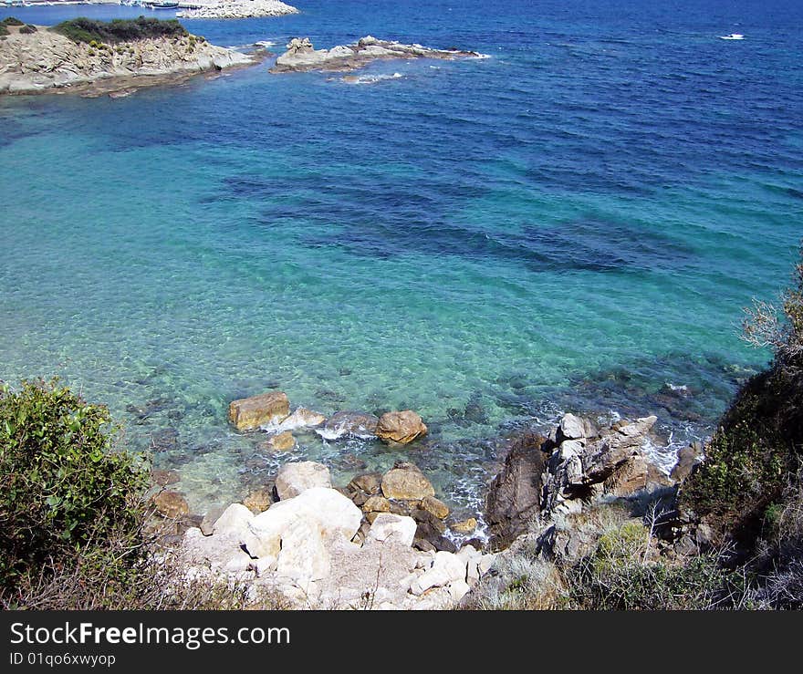 Beautiful blue sea shore in greece. Beautiful blue sea shore in greece