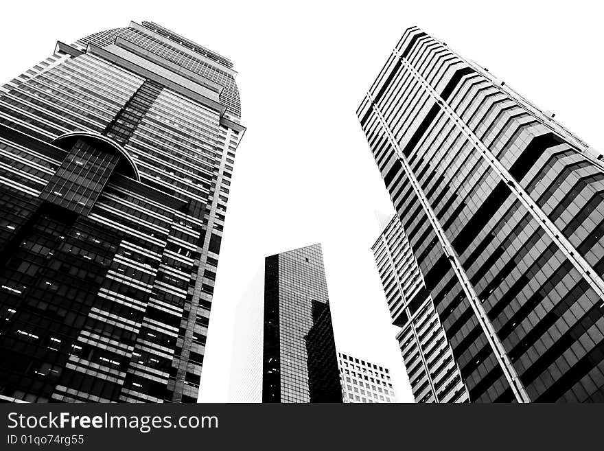 Modern glass skycrapers on a white background. Modern glass skycrapers on a white background