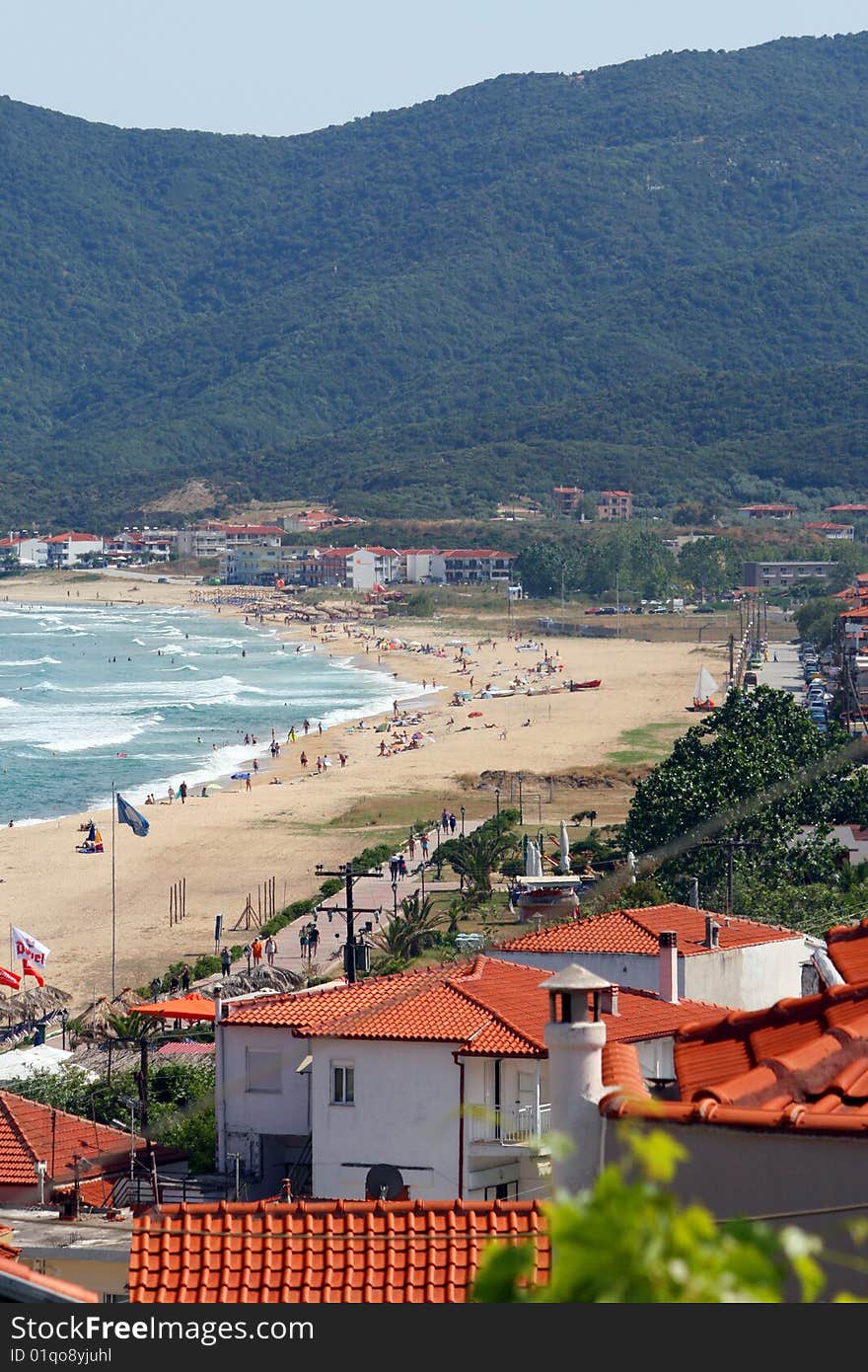 Seashore And Town In Sarti