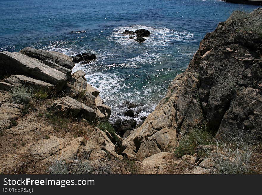 Seashore in greece with rocks. Seashore in greece with rocks