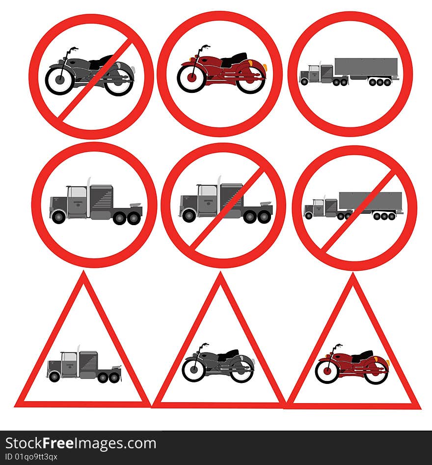 Beautifull illustrated road sign withtruck, Motorbike. Beautifull illustrated road sign withtruck, Motorbike.