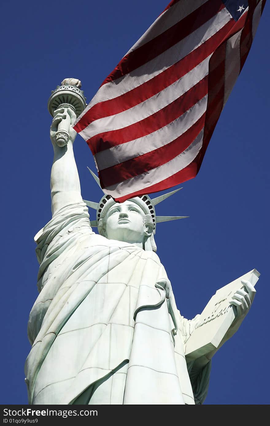 Statue of liberty against a clear blue sky united states of america. Statue of liberty against a clear blue sky united states of america