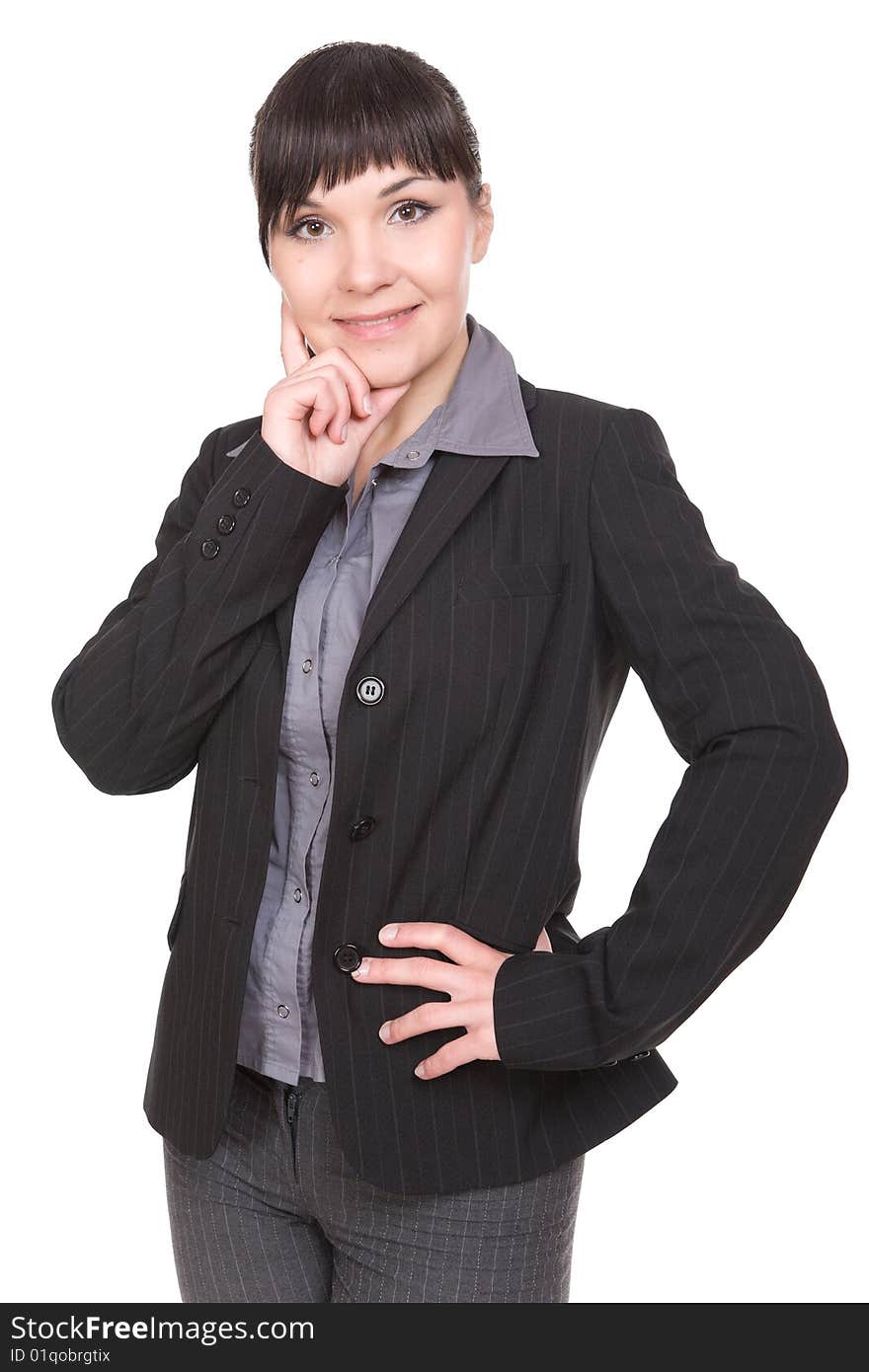 Young businesswoman isolated over white background